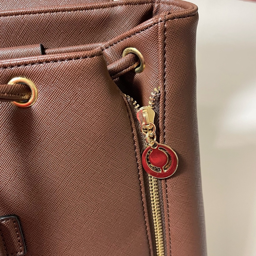 Elegant Brown Faux Leather Backpack - Picture 13 of 14